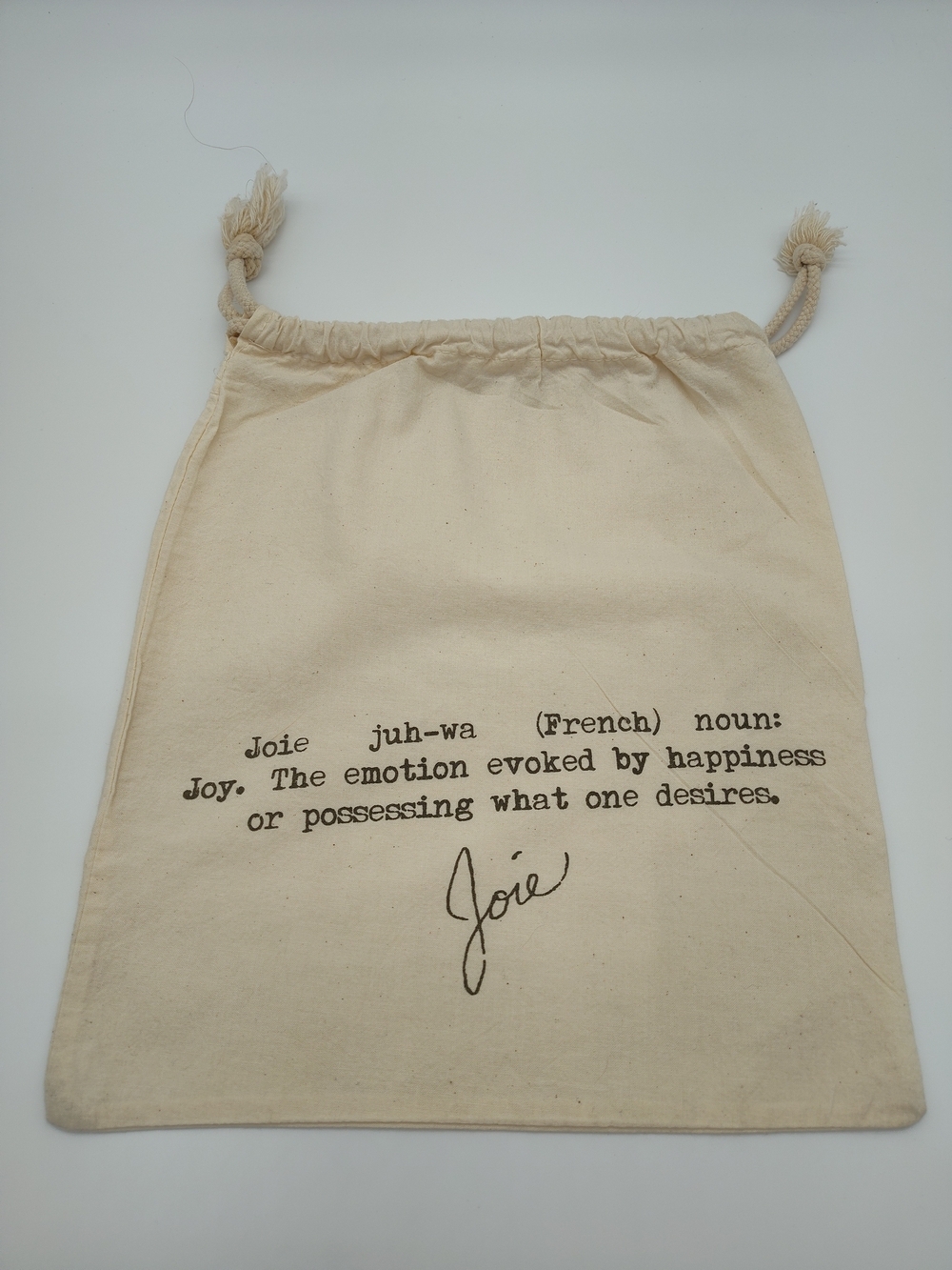 JOIE Juh-Wa French Definition Drawstring Dust Bag Cotton Canvas Pouch 12x11 EUC